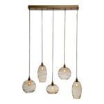 Misto Linear Multi Light Pendant - Gilded Brass / Optic Amber