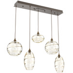Misto Linear Multi Light Pendant - Flat Bronze / Optic Amber