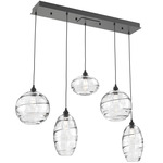 Misto Linear Multi Light Pendant - Matte Black / Optic Clear