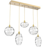Misto Linear Multi Light Pendant - Gilded Brass / Optic Clear