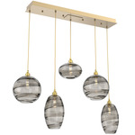 Misto Linear Multi Light Pendant - Gilded Brass / Optic Smoke
