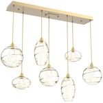 Misto Linear Multi Light Pendant - Gilded Brass / Optic Amber