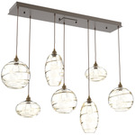 Misto Linear Multi Light Pendant - Flat Bronze / Optic Amber
