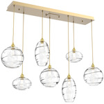 Misto Linear Multi Light Pendant - Gilded Brass / Optic Clear