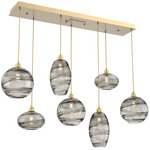 Misto Linear Multi Light Pendant - Gilded Brass / Optic Smoke