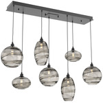 Misto Linear Multi Light Pendant - Matte Black / Optic Smoke