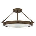 Collier Semi Flush Ceiling Light - Antique Nickel / Etched Opal