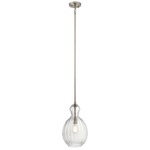 Riviera Oval Pendant - Brushed Nickel / Clear Ribbed