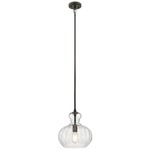 Riviera Round Pendant - Olde Bronze / Clear Ribbed