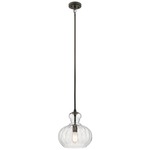 Riviera Round Pendant - Olde Bronze / Clear Ribbed