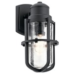 Suri Outdoor Wall Light - Textured Black / Clear Seeded