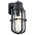 Suri Outdoor Wall Light - Textured Black / Clear Seeded