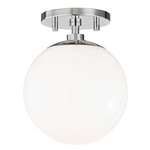 Stella Semi Flush Ceiling Light - Polished Nickel / White