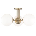 Stella Multi Semi Flush Ceiling Light - Aged Brass / White