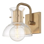 Riley Bathroom Vanity Light - Aged Brass / Clear