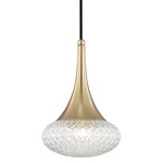 Bella Wide Pendant - Aged Brass / Clear