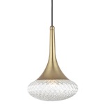 Bella Wide Pendant - Aged Brass / Clear