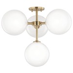 Ashleigh Semi Flush Ceiling Light - Aged Brass / Etched Glass