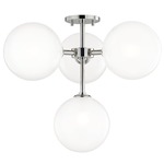 Ashleigh Semi Flush Ceiling Light - Polished Nickel / Etched Glass