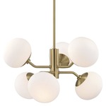 Estee Chandelier - Aged Brass / White