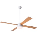Ball Ceiling Fan with Light - Gloss White / Maple