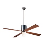 Lapa Ceiling Fan with Light - Bright Nickel / Mahogany Wood