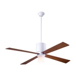 Lapa Ceiling Fan with Light - Gloss White / Mahogany Wood