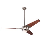 Torsion Ceiling Fan with Light - Bright Nickel / Mahogany Wood