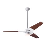 Torsion Ceiling Fan with Light - Gloss White / Mahogany Wood