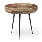 Bowl Side Table - Black / Natural Mango Wood
