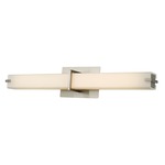 Squire Square LED Bathroom Vanity Light - Brushed Nickel / Opal