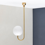 Single Angle Ceiling Light - Satin Brass / Opal