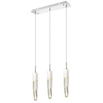 Aspen Linear Multi Light Pendant - Polished Chrome / Seeded Crystal