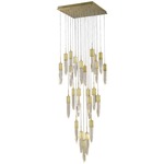 Aspen Square Multi Light Pendant - Brushed Brass / Seeded Crystal