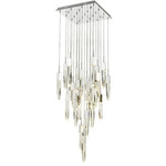 Aspen Square Multi Light Pendant - Chrome / Seeded Crystal