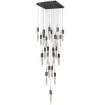 Aspen Square Multi Light Pendant - Dark Bronze / Seeded Crystal