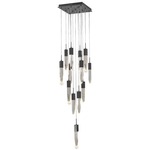 Aspen Square Multi Light Pendant - Dark Bronze / Seeded Crystal