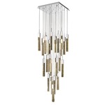 Glacier Square Multi Light Pendant - Chrome / Clear Bubble