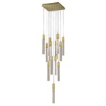 Glacier Multi Light Pendant - Brushed Brass / Clear Bubble