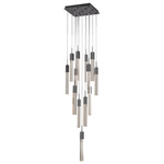 Glacier Square Multi Light Pendant - Dark Bronze / Clear Bubble