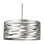 Tempest LED Drum Pendant - Metallic Beige Silver / Frosted Glass