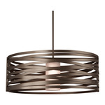 Tempest LED Drum Pendant - Flat Bronze / Frosted Glass