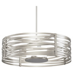 Tempest LED Drum Pendant - Metallic Beige Silver / Frosted Glass