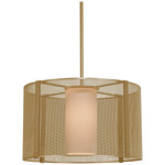 Uptown Mesh LED Drum Pendant - Gilded Brass / Frosted