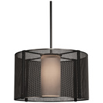 Uptown Mesh LED Drum Pendant - Matte Black / Frosted