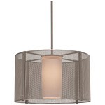 Uptown Mesh LED Drum Pendant - Metallic Beige Silver / Frosted
