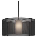 Uptown Mesh LED Drum Pendant - Matte Black / Frosted