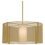 Uptown Mesh LED Drum Pendant - Gilded Brass / Frosted