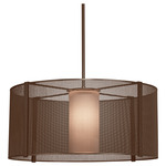 Uptown Mesh LED Drum Pendant - Flat Bronze / Frosted