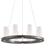 Corona Ring Chandelier - Gunmetal / Frosted Seeded